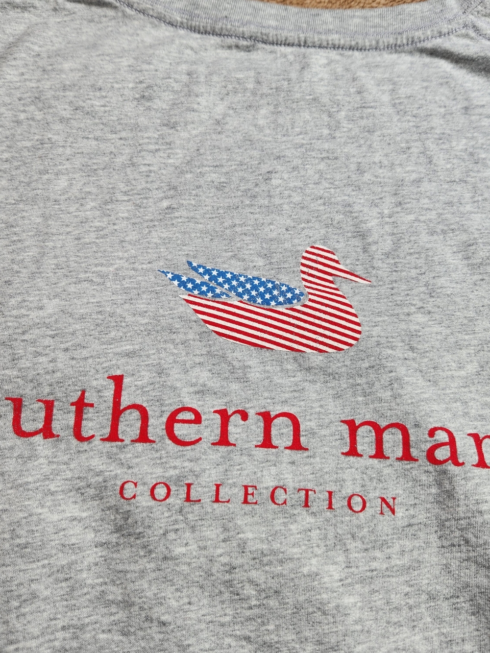 Southern Marsh Collection Graphic Tee - Grey with Red & Blue Duck Logo 2X - Picture 2 of 10